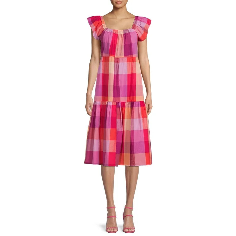 Time And Tru Women's Short Sleeve Square Neck Dress | Walmart (US)