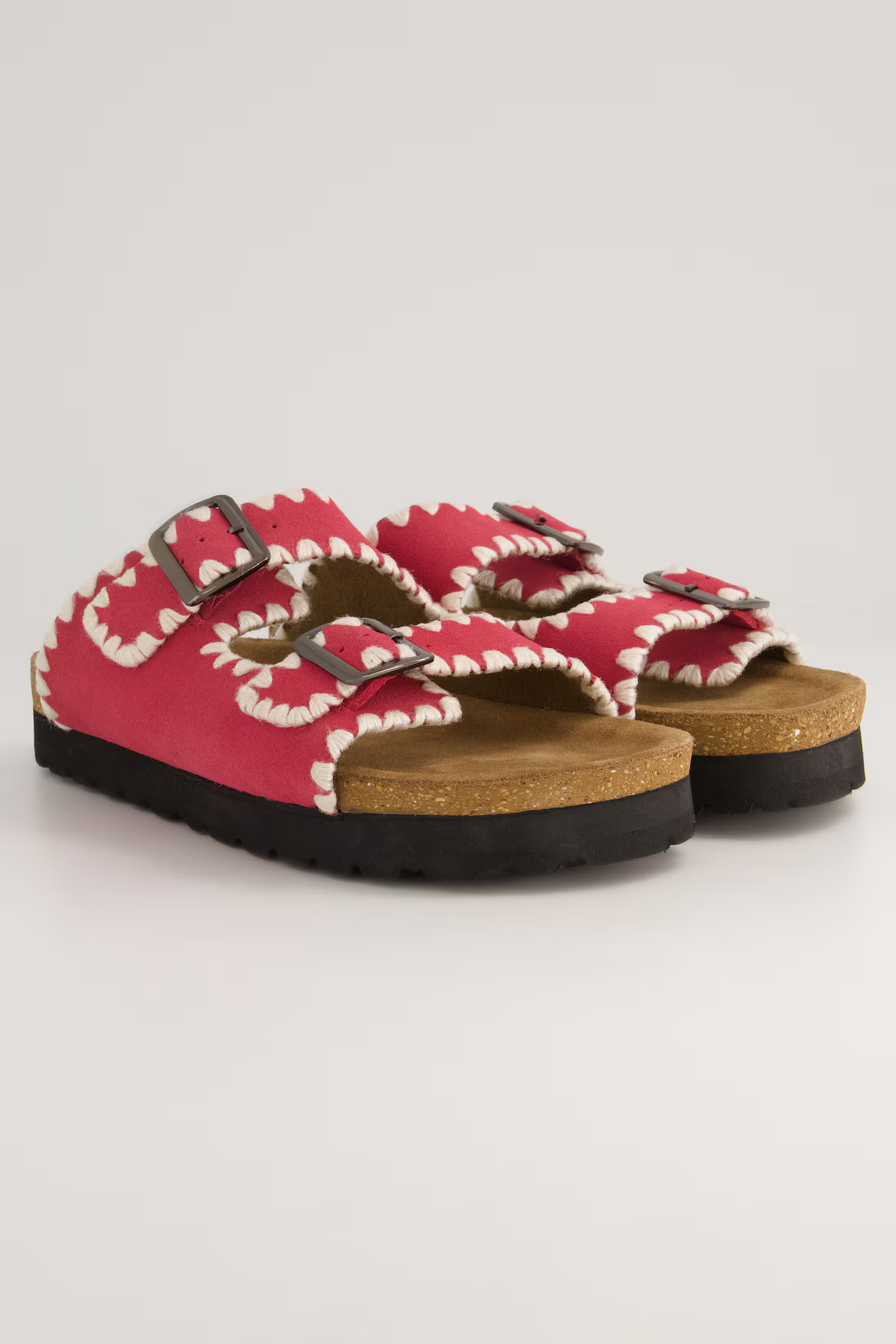 Leder-Pantolette, Kantenstickerei, Kork-Tieffußbett | Happy Size - DE