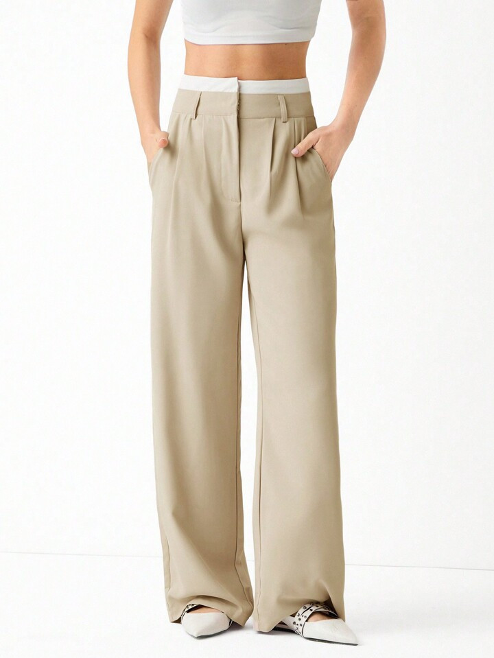 Minimalana High Waist Plicated Detail Wide Leg Suit Pants | SHEIN USA | SHEIN