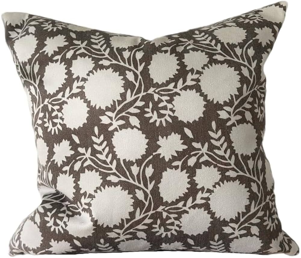 Brown Organic Modern Floral Pillow Cover, Boho Floral 18x18 | Amazon (US)
