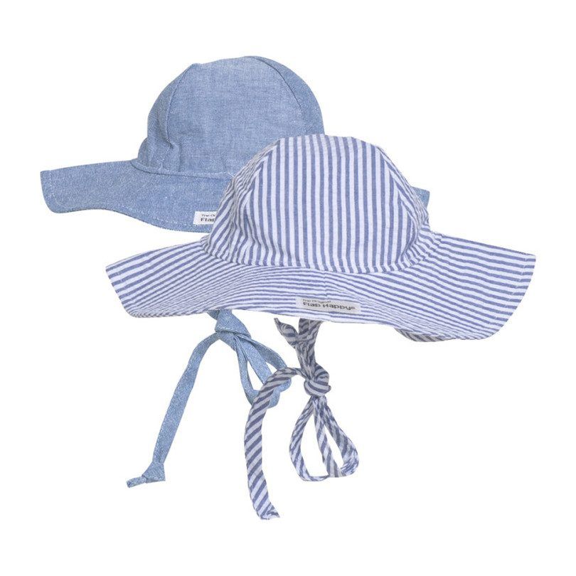 UPF 50+ Floppy Hat 2 Pack, Chambray & Chambray Stripe Seersucker | Maisonette