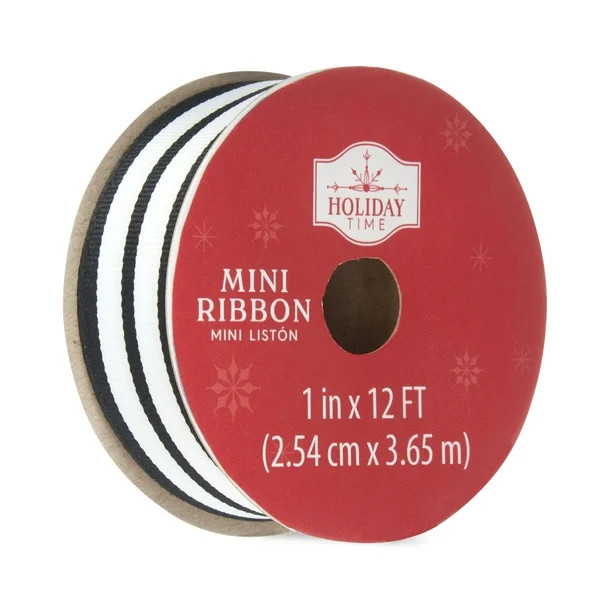 Holiday Time Clearly Christmas Ribbon, 3" — Black Stripe - Walmart.com | Walmart (US)
