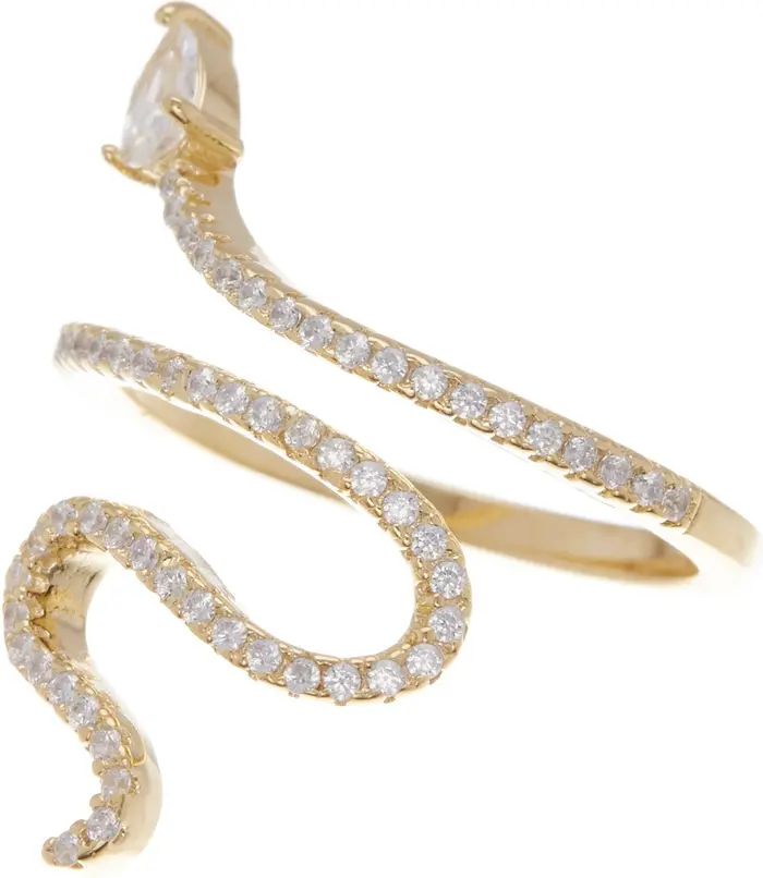 14K Gold Plated Swarovski Crystal Accented Winding Snake Ring | Nordstrom Rack