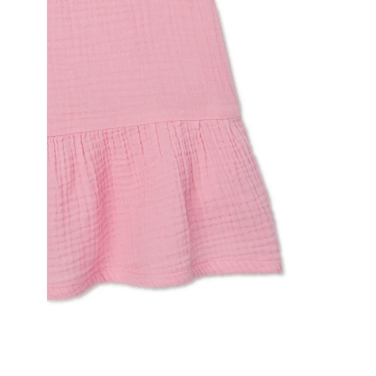 Wonder NationToddler Girl Flutter Sleeve Dress, Sizes 12M-5T | Walmart (US)