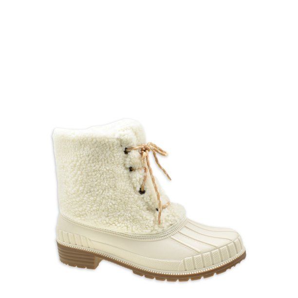 Time and Tru Women’s Faux Sherpa Duck Boots - Walmart.com | Walmart (US)