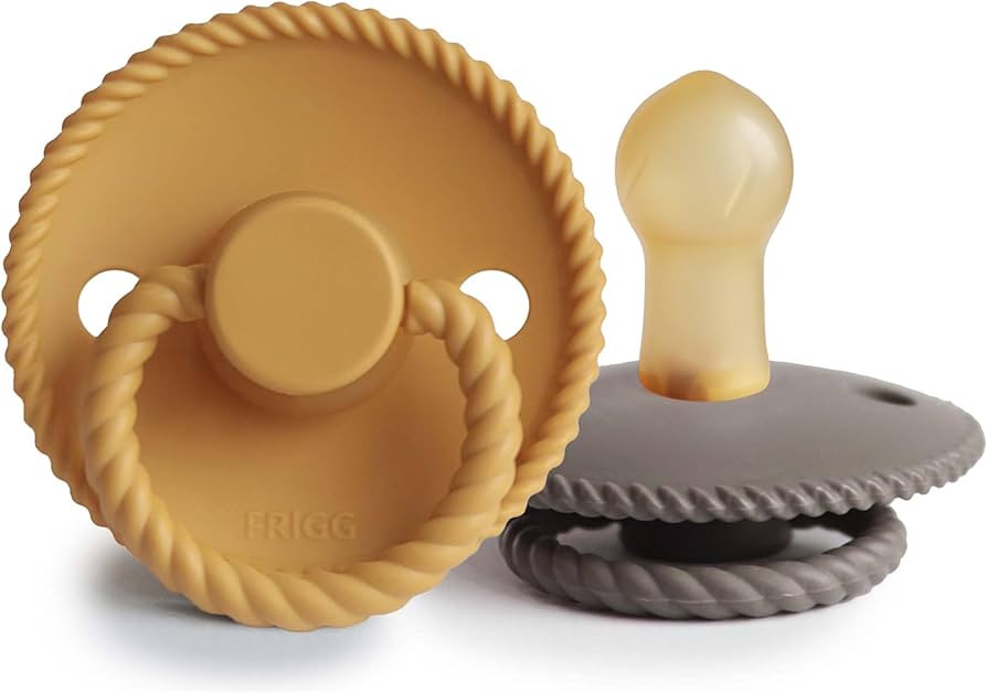 FRIGG Rope Natural Rubber Baby Pacifier | Made in Denmark | BPA-Free (Honey Gold/Portobello, 0-6 ... | Amazon (US)
