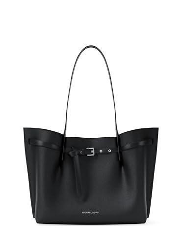 Michael Kors Women's Emilia Large Tote, Black/Pebbled Leather, One Size | Amazon (US)