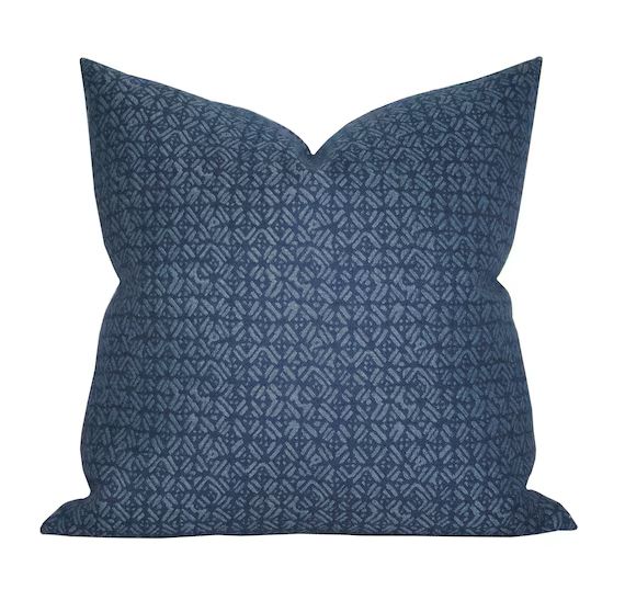 Outdoor pillow cover Batik Deep Ocean blue geometric Spark | Etsy | Etsy (US)