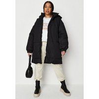 Plus Size Black Longline Hooded Puffer | Missguided (US & CA)