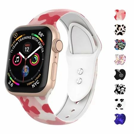 WASPO Compatible for Apple Watch 38mm Band, 40mm 42mm 44mm iWatch Sport Soft Silicone Strap with Fad | Walmart (US)