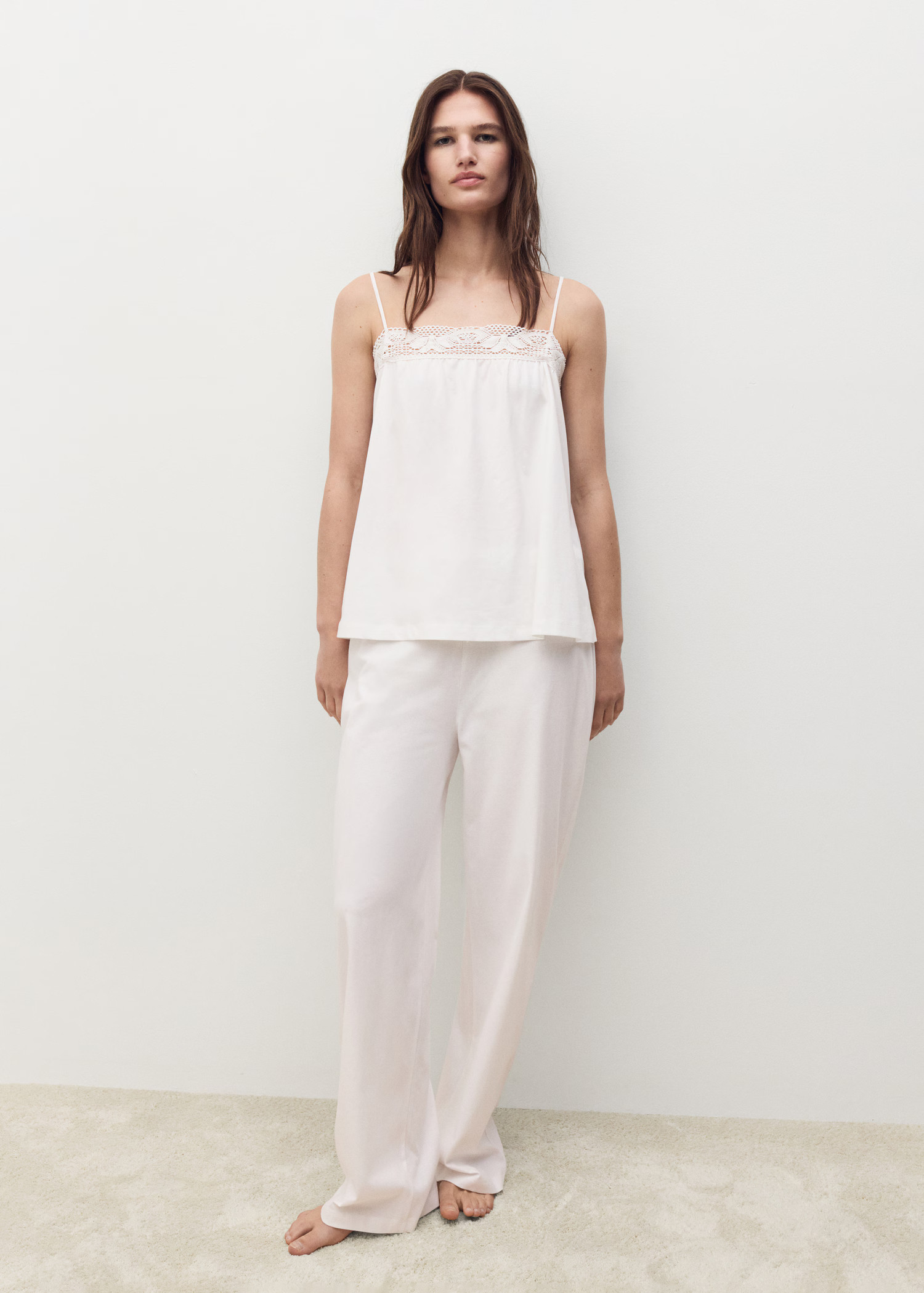 Cotton top with lace straps - Women | MANGO USA | Mango (US/MX/AU)