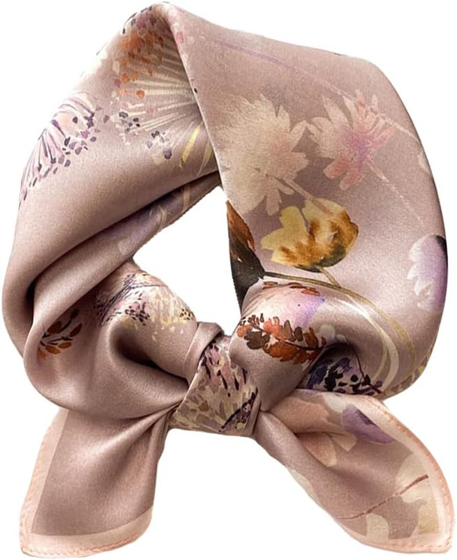 Aufeel 100% Real Mulberry Silk Women Small Square Neck Scarfs 21" Lightweight Headscarf Printed N... | Amazon (US)