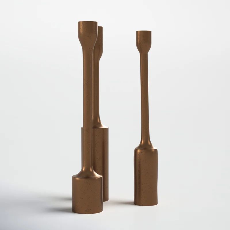 Inge 3 Piece 12.6" Metal Tabletop Candlestick Set | Wayfair North America