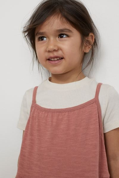 Kids Exclusive. Sleeveless dress in cotton slub jersey with gathered tiers. Extra-narrow shoulder... | H&M (US + CA)