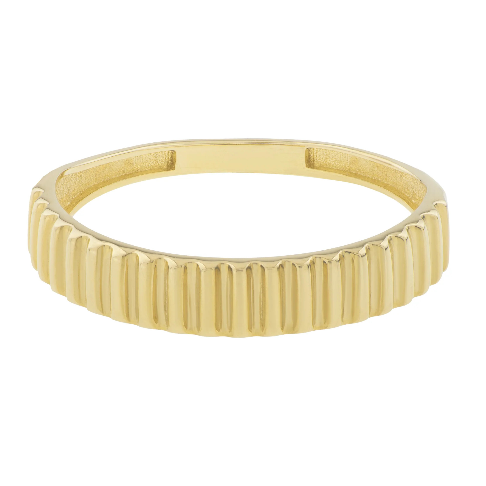 14K Solid Gold Ribbed Ring – Textured, Elegant, Minimalist | Goldmania