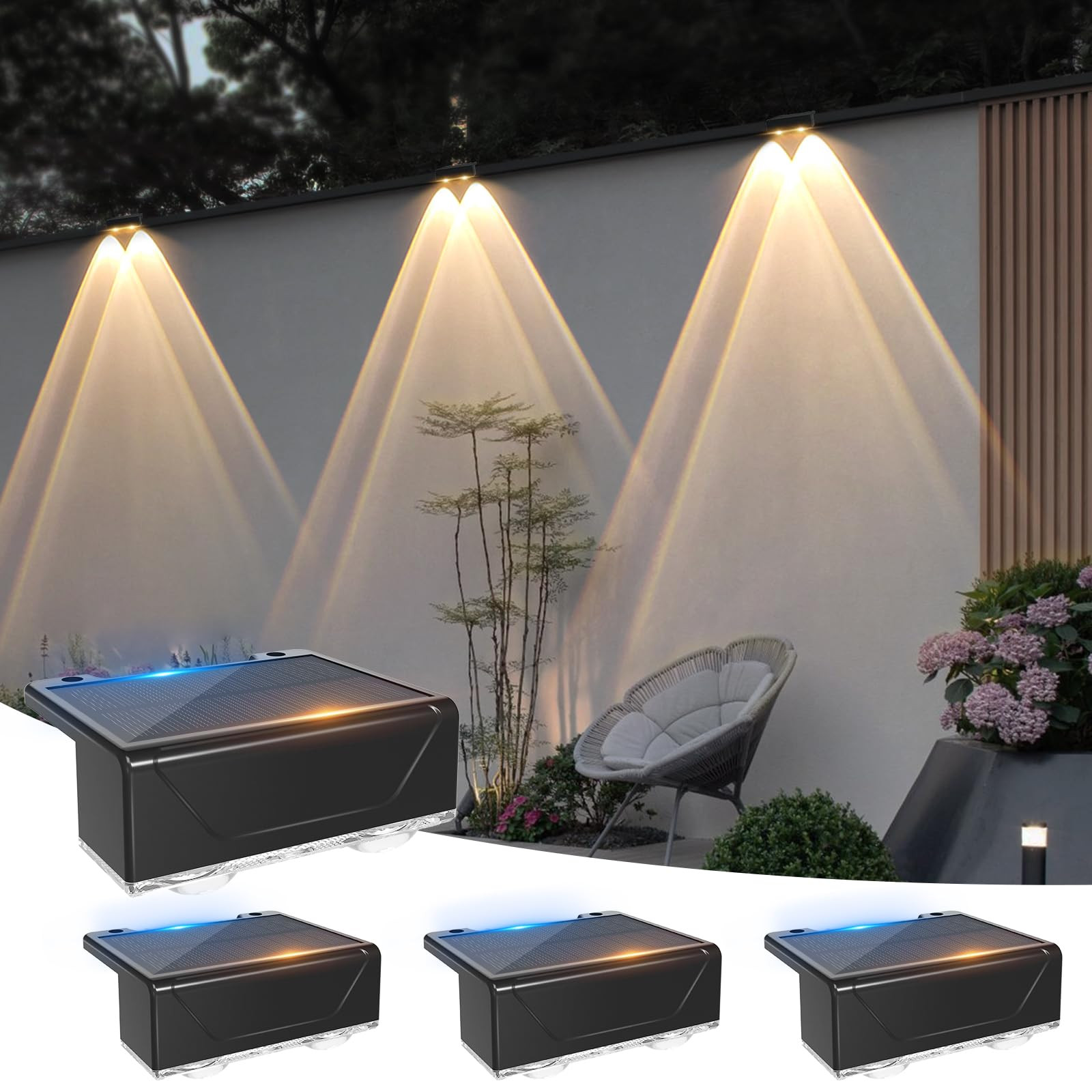 LED Solar Wall Light Outdoor Solar Lights for Outdoor Wall Waterproof Solar Fence Lights for Outd... | Amazon (DE)