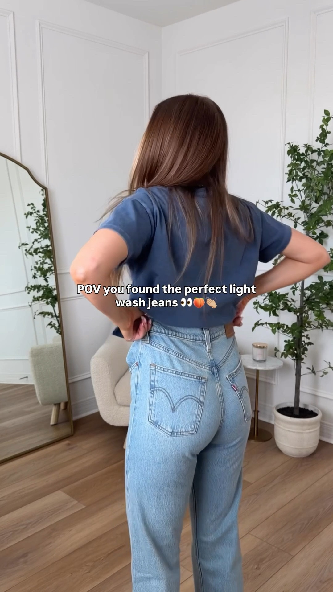 My fave light wash jeans! Wash is called Blasted Stone Clean - Light Wash. I’m in a size 27