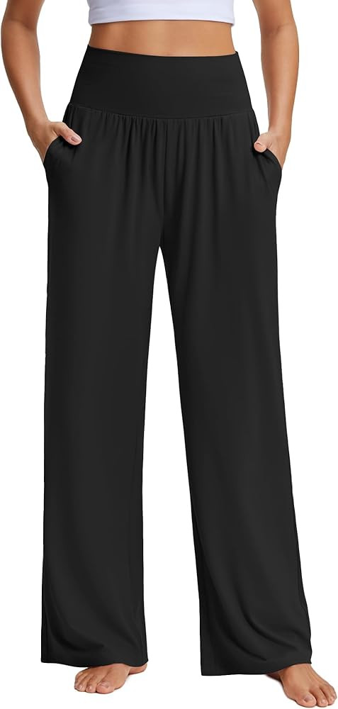 STELLE Wide Leg Lounge Pants for Women Comfy High Waisted Yoga Sweatpants Casual Loose Flowy Pant... | Amazon (US)