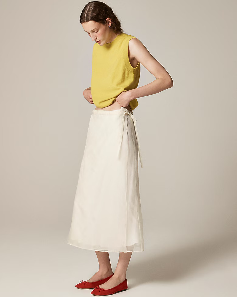 Collection wrap skirt in silk organza | J. Crew US