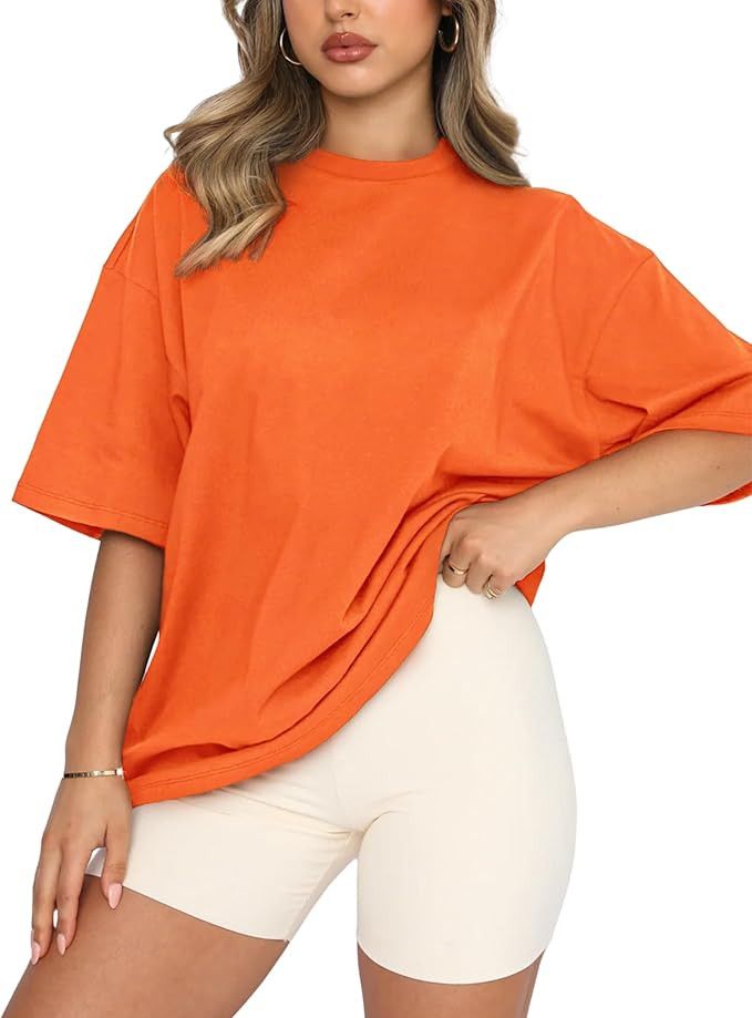 FUPHINE Womens T Shirts Loose Fit Casual Soft Cotton Crewneck Tops Short Sleeve Basic Tee Shirt | Amazon (US)