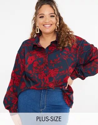 In The Style Plus exclusive shirt in multi floral print | ASOS (Global)