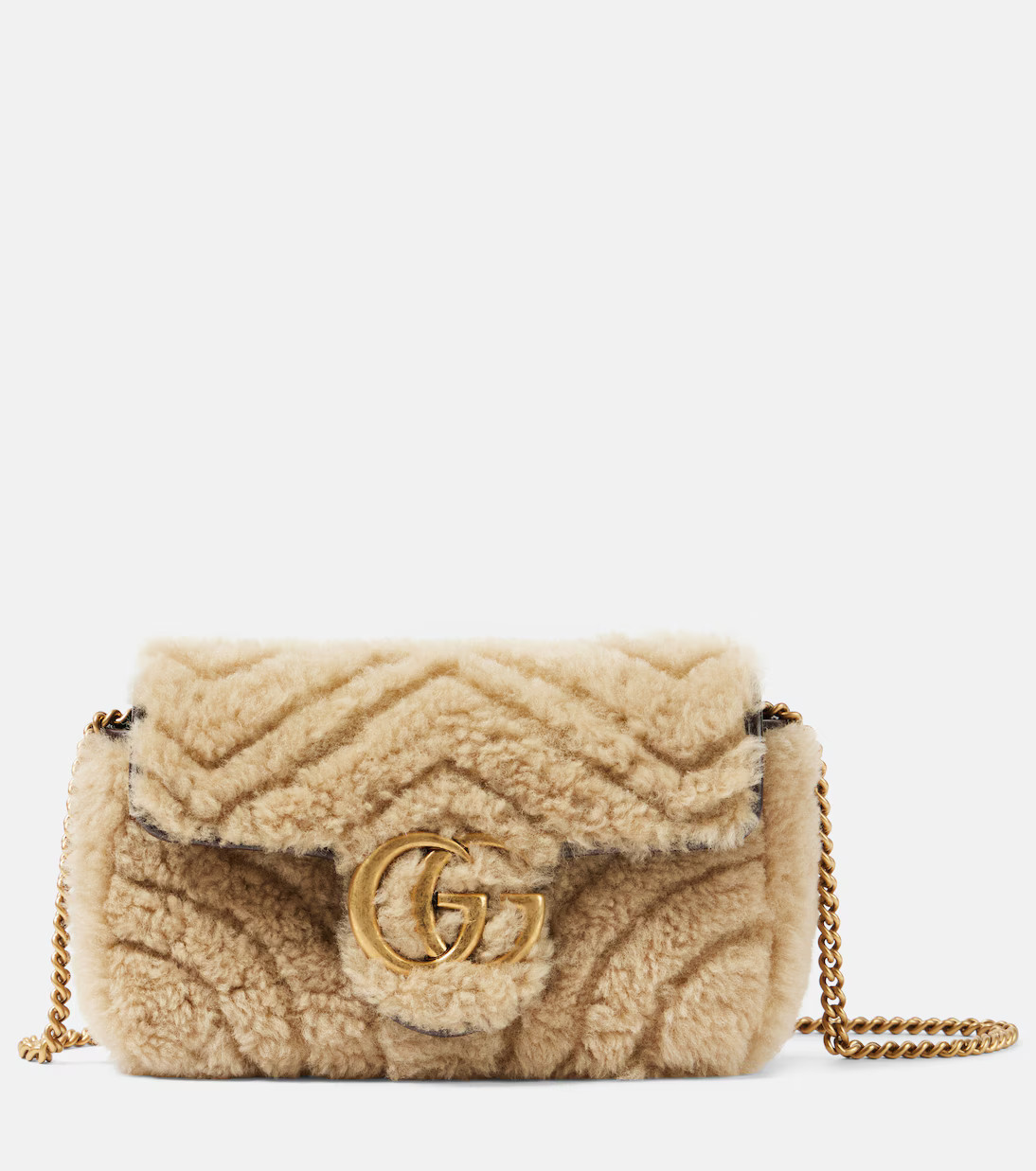 GG Marmont Super Mini shearling shoulder bag | Mytheresa (US/CA)