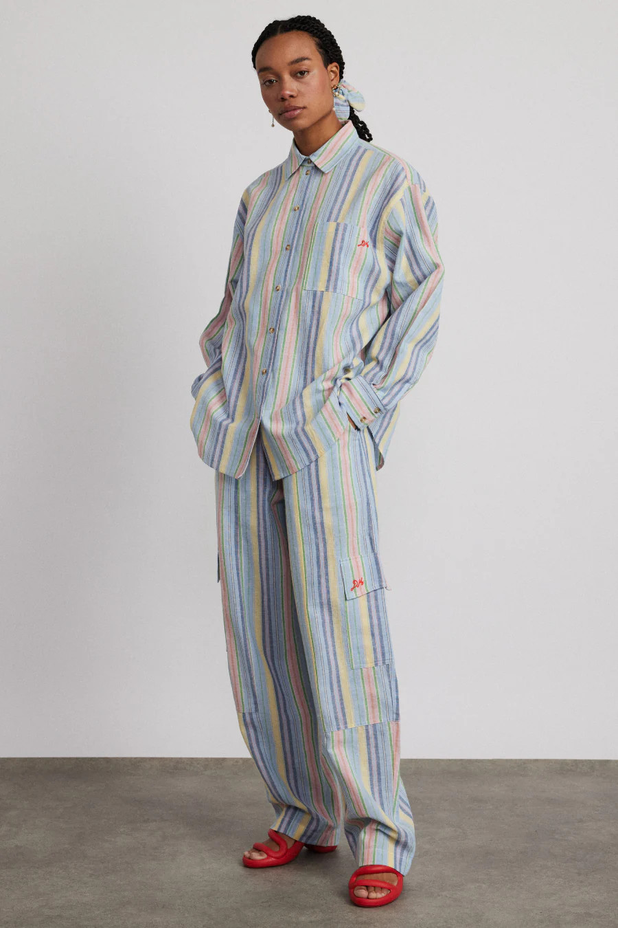 sicily rocket cargo trousers - multi stripe | Damson Madder
