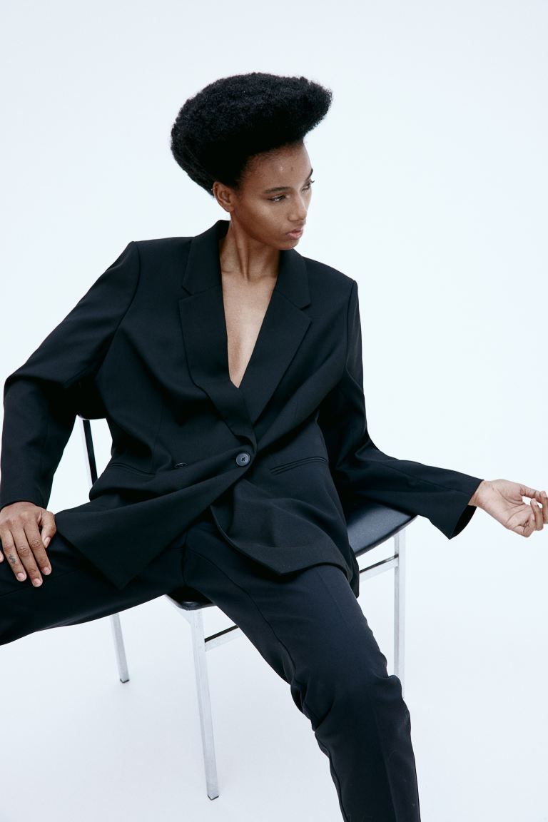 Double-breasted blazer - Black - Ladies | H&M GB | H&M (UK, MY, IN, SG, PH, TW, HK)