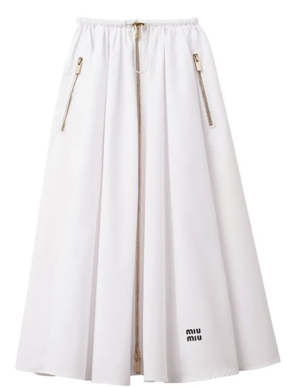 logo-embroidered pleated cotton skirt | Farfetch Global