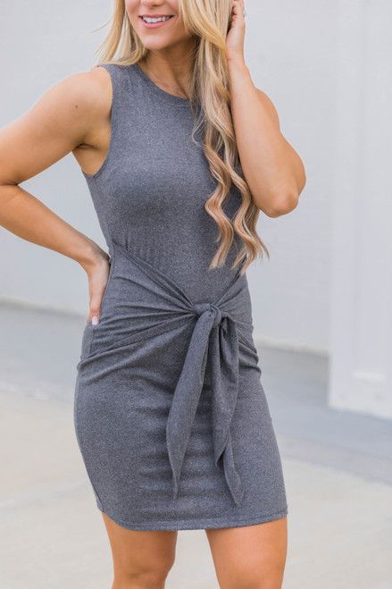 Living For It Tank Bodycon Dress Grey | The Pink Lily Boutique