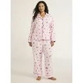 Joyspun Women's Flannel Long Sleeve Top and Pants Pajama Set, 2-Piece, Sizes XS-3X | Walmart (US)