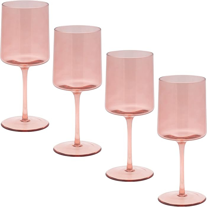 Karma, Mid Century Wine Glass Blush Set Of Four | Amazon (US)