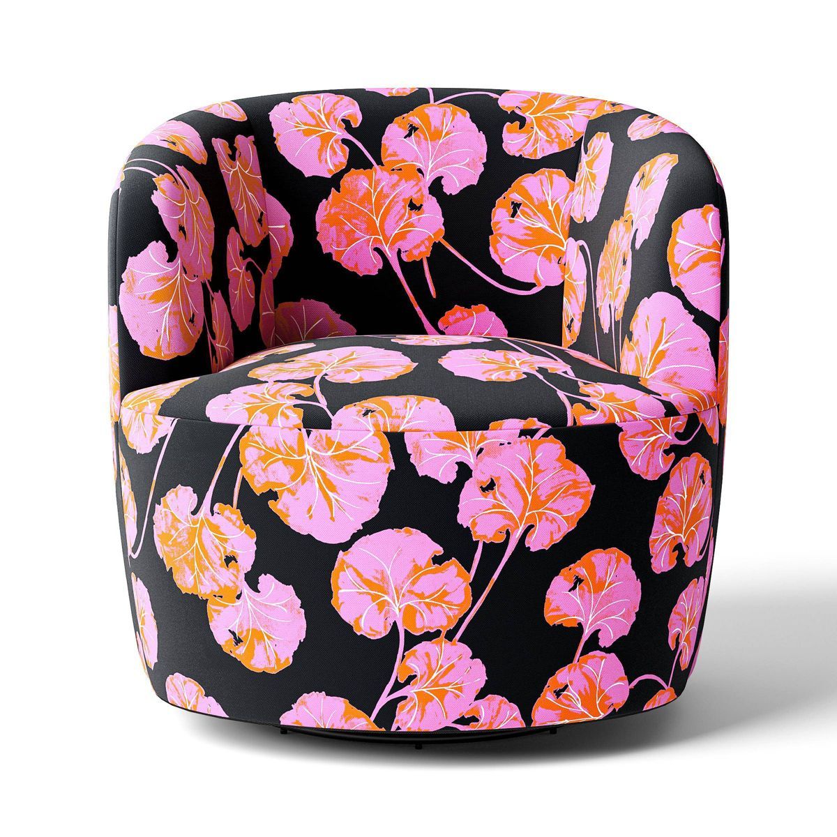 Geranium Leaf Pink/Black Swivel Accent Chair - DVF for Target | Target