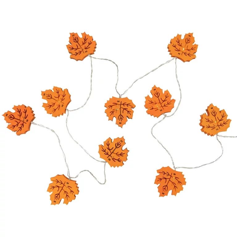 Northlight 10-Count LED Maple Leaves Fall Harvest Fairy Lights, 4.5 ft Silver Wire | Walmart (US)