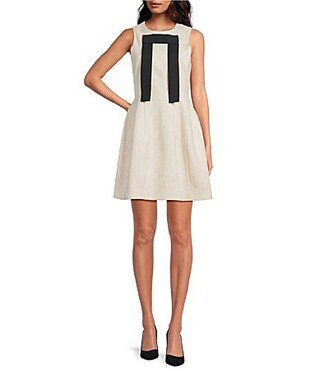 A Loves A Faux Suede Bow Front Round Neck Sleeveless A-Line Mini Dress - S | Dillard's