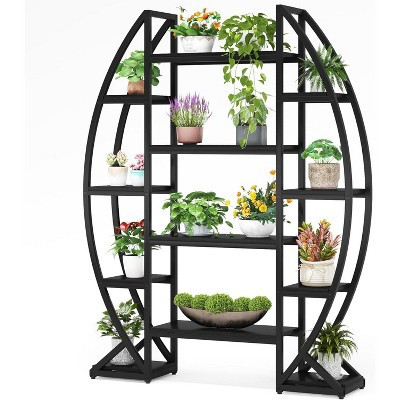 Lantine 5 Tier Plant Stand, Half-Moon Shaped Large Plant Shelf, Curved Oval Flower Pot Rack for Living Room, Balcony, Patio, Garden | Target