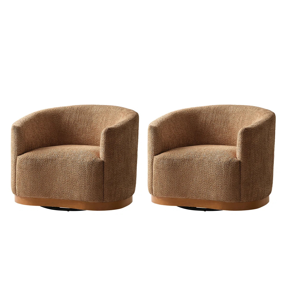 Berklie 31.5"W Modern Boucle Chenille Swivel Barrel Armchair With Ergonomic Backrest And Solid Wo... | Wayfair North America