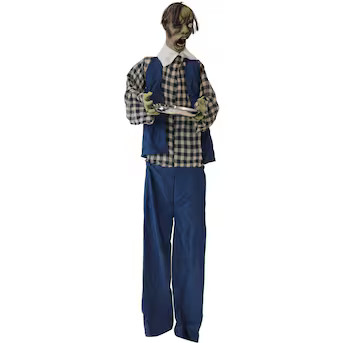 Haunted Hill Farm 75-in Moaning Lighted Animatronic Zombie Figurine | Lowe's