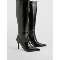 boohoo Women's Stiletto Pointed Knee High Boots in Black | Size: 7 | Boohoo.com (UK & IE)