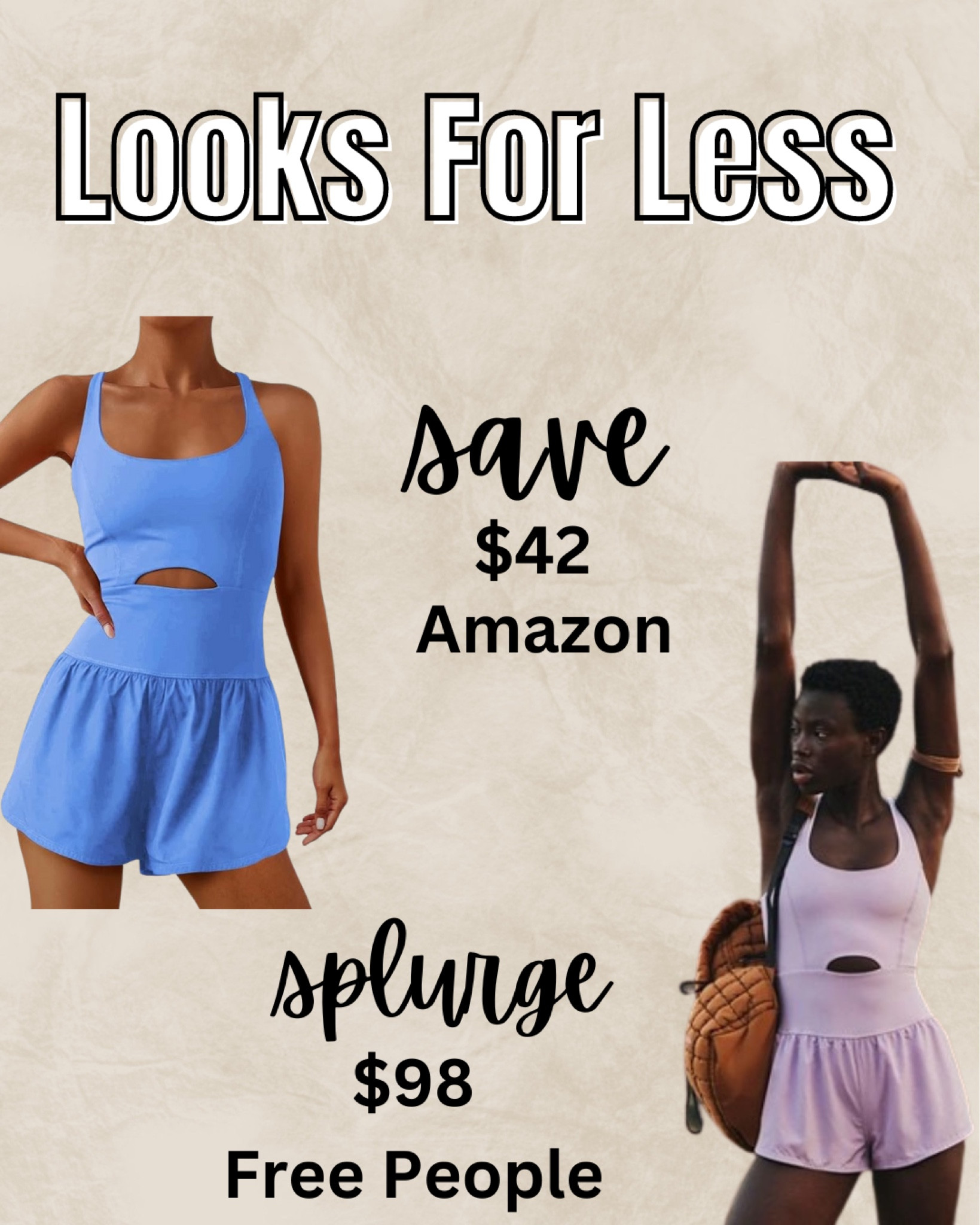 Get The Look For Less!! 

Save vs splurge | Get the look for less | free people | never better dress | pickle ball dress | Onda drop waist tube mini | romper | gym | yoga | athletic wear | activewear | active dress | golf dress | tennis dress | pickleball dress | summer fashion | summer dresses 

#LTKActive #LTKU #LTKFindsUnder50