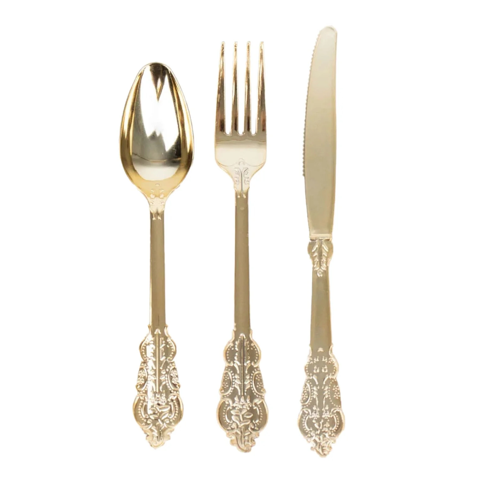 Efavormart 24 PCS Metallic Gold Baroque Disposable Plastic Cutlery Set for Wedding Party Banquet ... | Walmart (US)