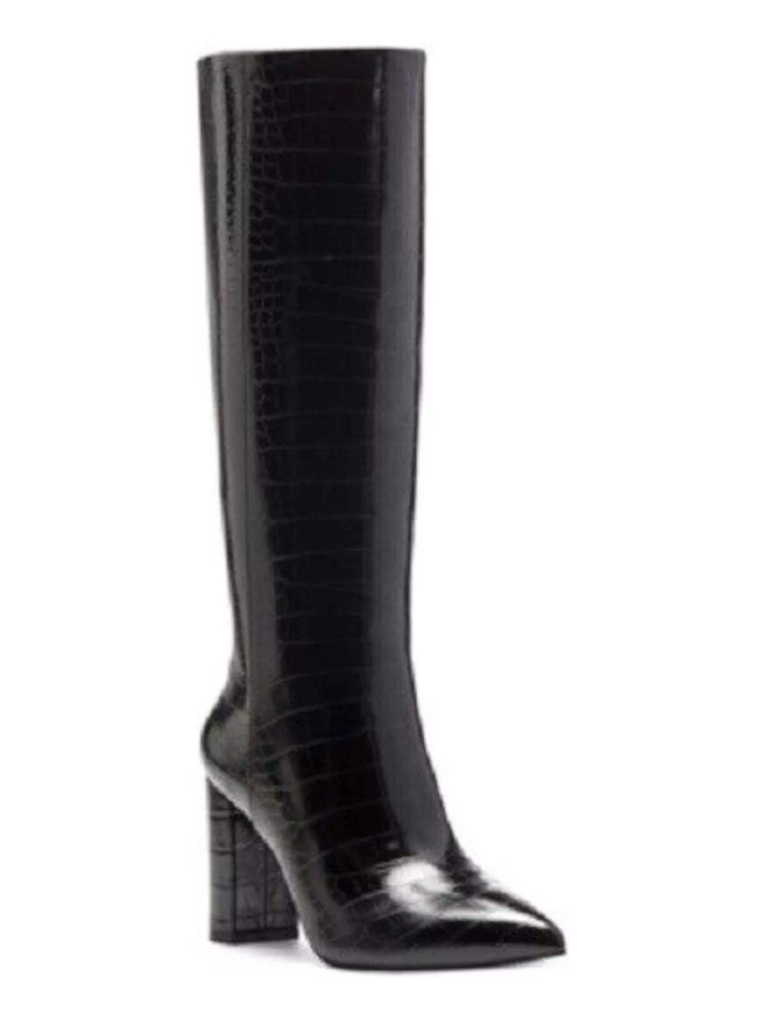 INC Womens Black Snakeskin Print Flex Gore Paiton Pointed Toe Block Heel Zip-Up Boots Shoes 6 M -... | Walmart (US)