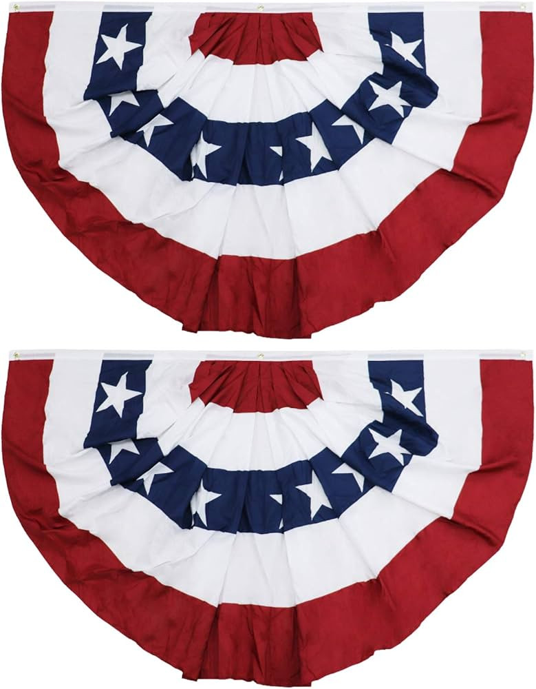 American Pleated Fan Flag,3 X6 Ft Patriotic Bunting,American US Large Size Half Fan Banner,Americ... | Amazon (US)