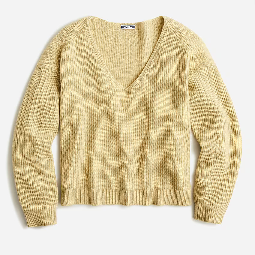 Ribbed cashmere oversized V-neck sweater | J. Crew US