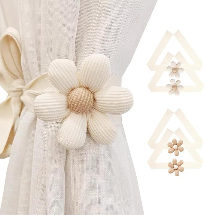 SRG 4PCS Curtain Tiebacks | Boho Flower Curtain Holdbacks | Simple Elegant Sunflower Curtain Hold... | Amazon (US)