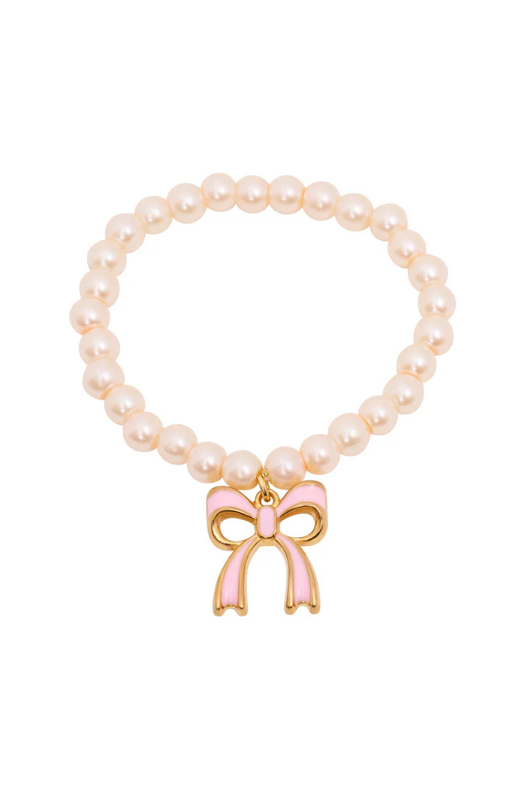 She's Coquette Pink Bow Pearl Bracelet | LoveShackFancy
