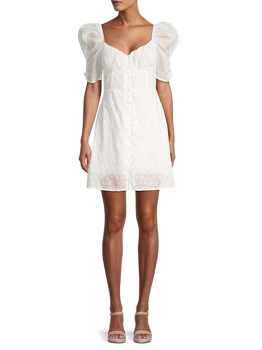 4SI3NNA Women's Avery Eyelet Puff-Sleeve Dress - White - Size M | Saks Fifth Avenue OFF 5TH