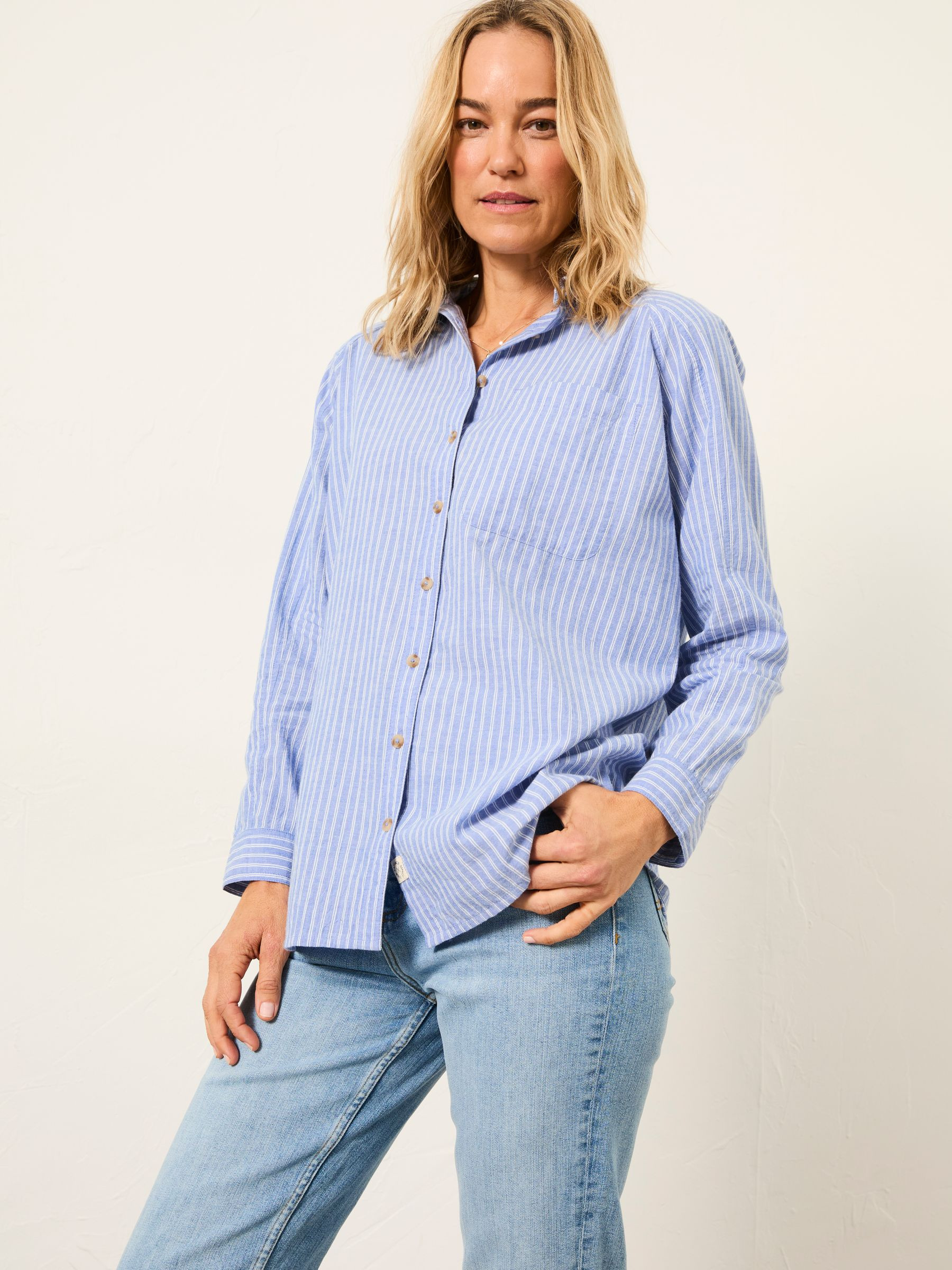 Bessie Blue Regular Stripe Shirt | Fat Face