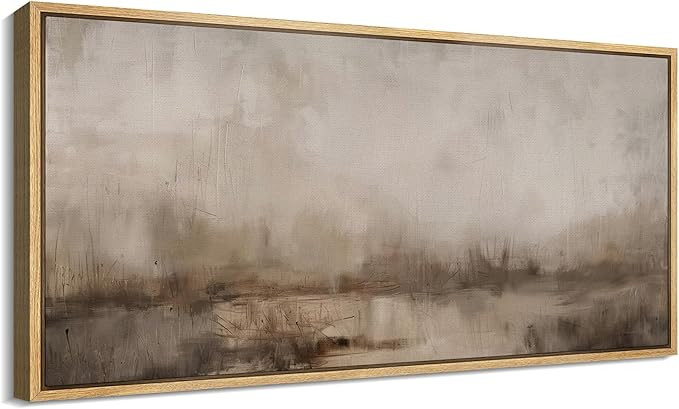 SIGNFORD Extra Large Framed Canvas Print Wall Art Abstract Misty Landscape Soft Muted Tones of a ... | Amazon (US)