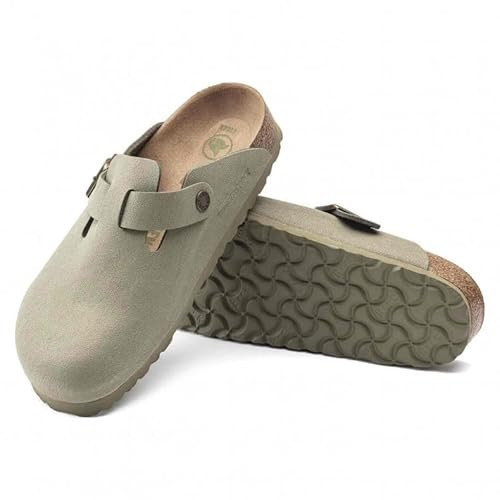 Birkenstock Boston Soft Footbed Clog – Birko-Flor Upper, Suede Lining, EVA Sole, Adjustable Strap, Made in Germany, 1020506 - Khaki | Amazon (US)